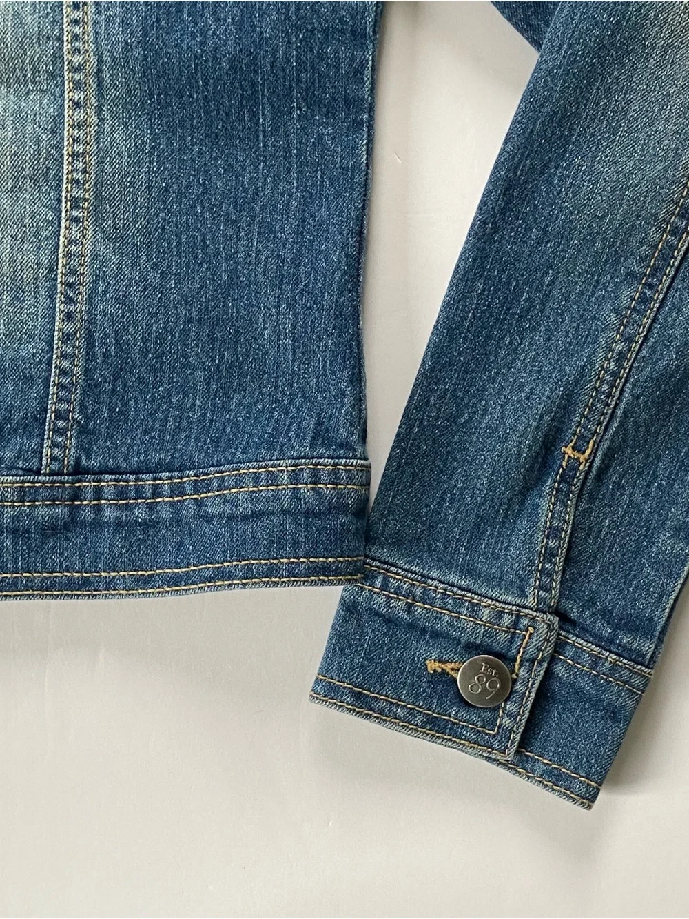 Jean Jacket Size 14 XL Girls Blue Denim Coat Pockets Size Distressed Look Jeans